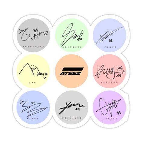 Ateez Signature Pattern Sticker For Sale By Lovely Day Unterschrift