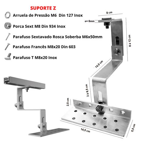 Kit Estrutura Suporte Fixador 8 80m Para 08 Placas Painel Solar