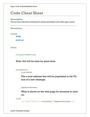 Fillable Online Lcc Ctc Code Cheat Sheet Lower Columbia College Lcc