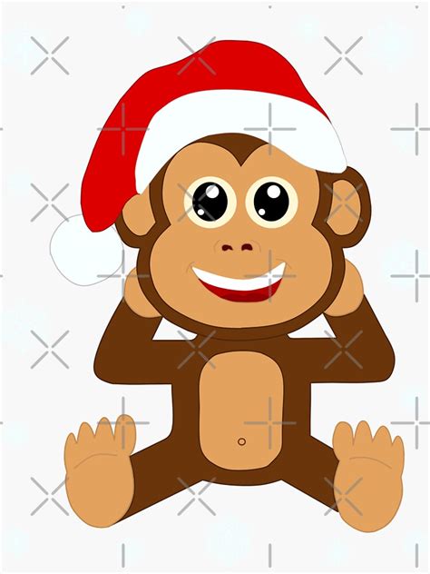 Santa Claus Chimpanzee Monkey Santa Illustration Sticker For Sale By