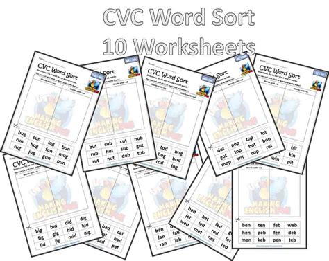 Cvc Word Sort 10 Editable Short Vowel Worksheets Making English Fun