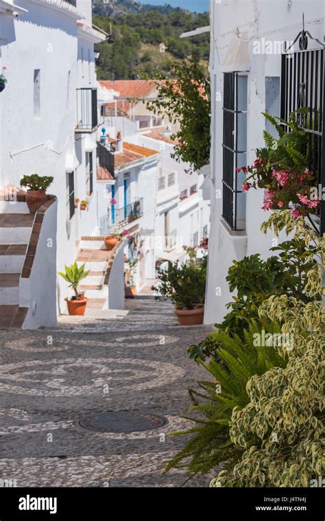 Frigiliana Andalusia Spain Steps Hill Village Malaga Hi Res Stock