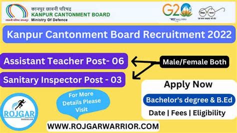 Up Kanpur Cantonment Board Recruitment 2022 Apply Online For 9 Post