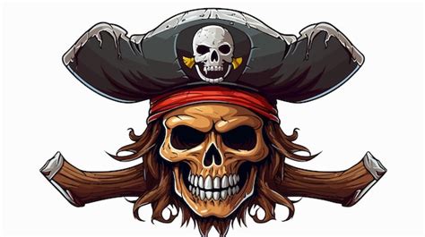 Skull And Crossbones Jolly Roger Pirate Flag Premium Ai Generated Vector