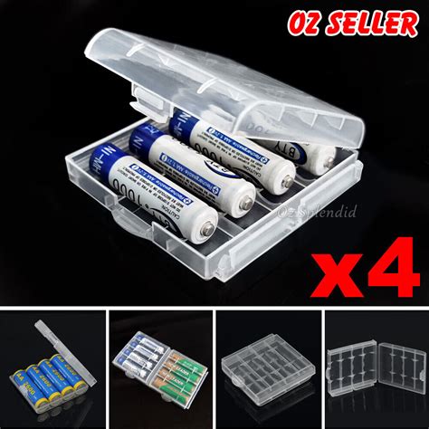 4x Clear Plastic Aa Aaa Battery Box Storage Case Cover Batteries Holder Ebay