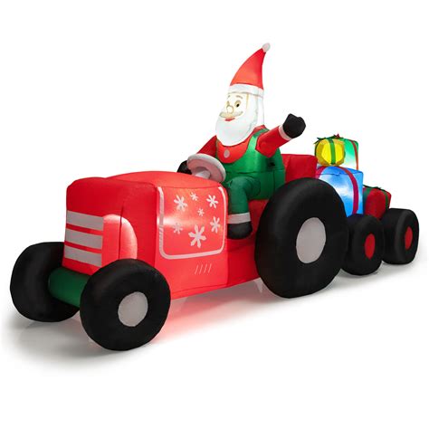 The Holiday Aisle® Santa Claus Driving Tractor Inflatable And Reviews