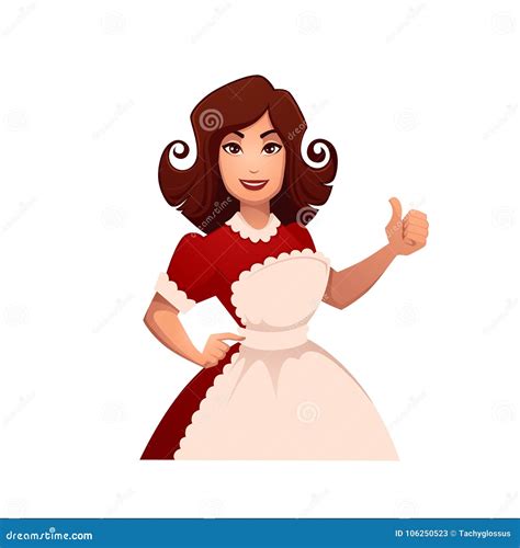 Cartoon Housewife Retro Woman Stock Vector Illustration Of Positive