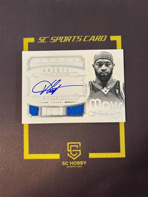 2012 13 Panini Flawless Dual Greats Patch Auto 15 15 Vince Carter