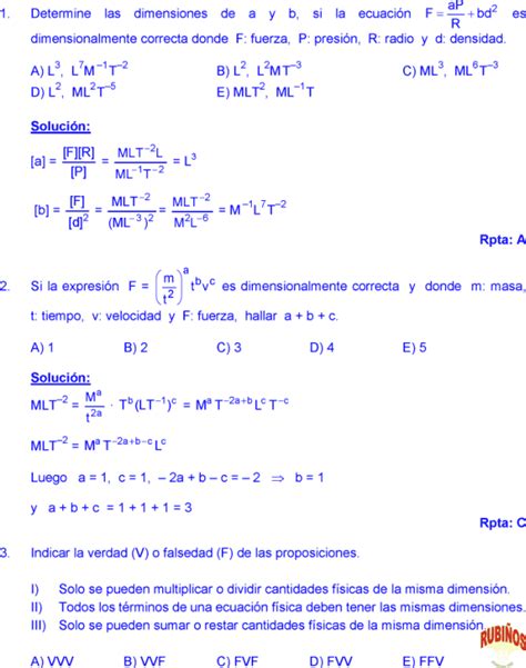 Análisis Dimensional Ejercicios Y Problemas Resueltos Pdf