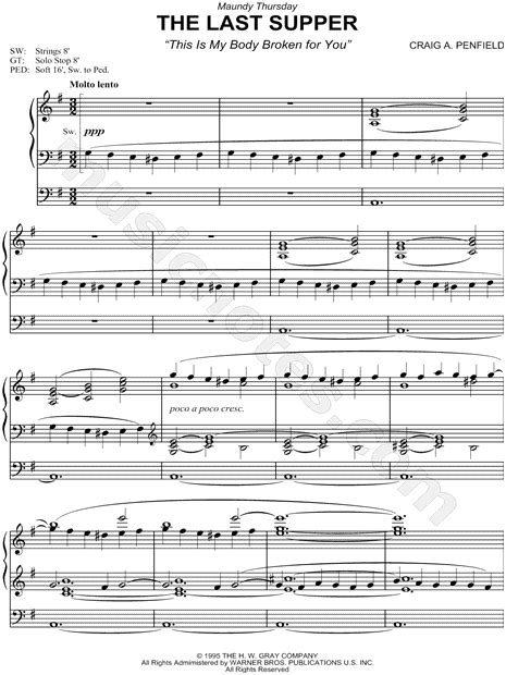 Craig A Penfield The Last Supper Sheet Music In G Major Download