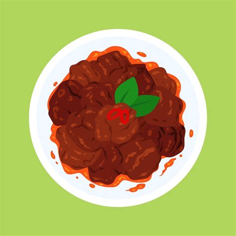 Premium Vector Rendang Food Vector Illustration