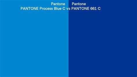 Pantone Process Blue C vs PANTONE 661 C side by side comparison 
