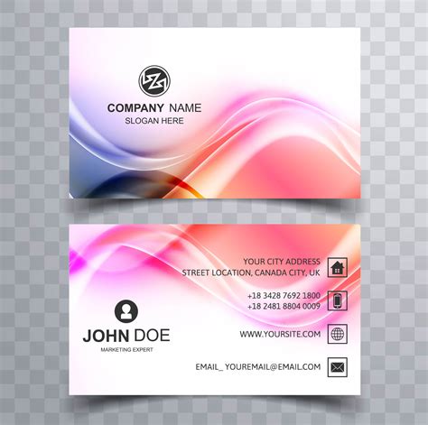 Abstract Colorful Shiny Wave Business Card Design Vector Art At