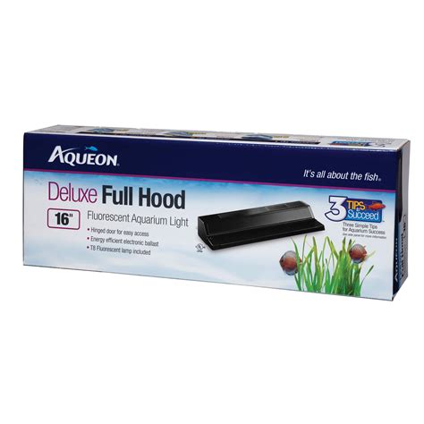 Aqueon Fluorescent Deluxe Full Hood 16 inch — Blue Fish Aquarium ...