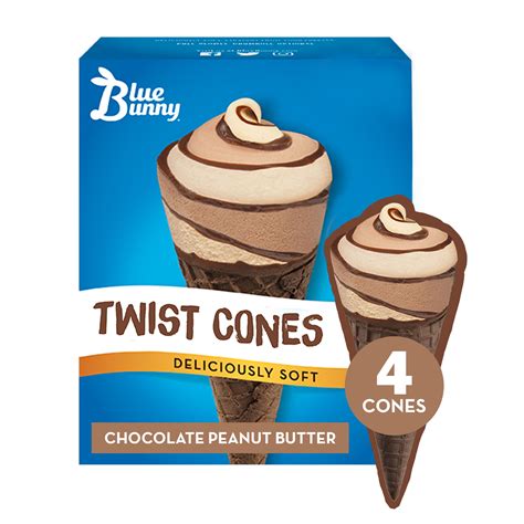 Blue Bunny Chocolate Peanut Butter Frozen Dessert Twist Cones Count