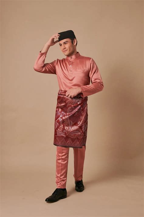 SIPO 2024 EID BAJU MELAYU MODEN IN SALMON PINK Buy Baju Melayu 2024