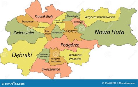 Mapa En Pastel De Los Distritos De Cracovia Polonia Ilustraci N Del