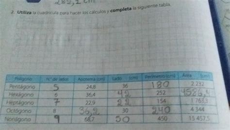 utiliza la cuadrícula para hacer los cálculos y completa la siguiente