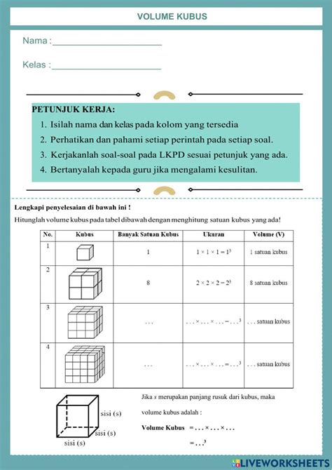 Bangun Ruang Online Exercise For 8 Smp Live Worksheets