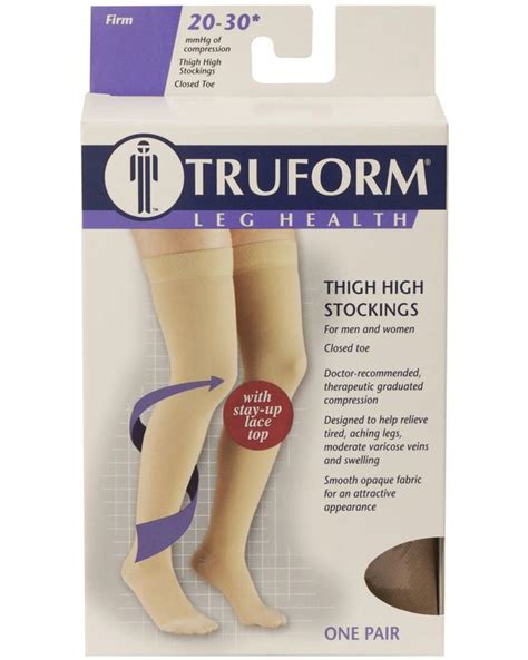 Truform Classic Medical Open Toe Thigh High Support Stockings 20 30 Mm