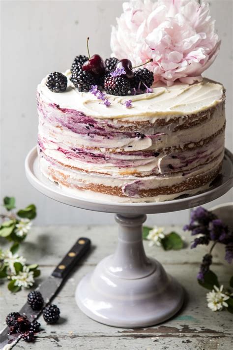 Blackberry Lavender Naked Cake With White Chocolate Buttercream Recipe Delish
