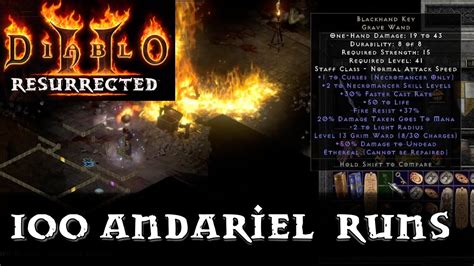 Diablo 2 Resurrected 100 Hell Andariel Runs Drop Highlights YouTube