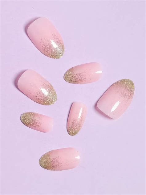 Instantly Upgrade Your Look With Pcs Long Almond Glitter Fake Nail