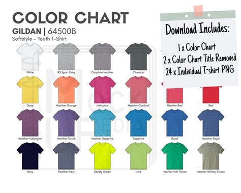 Gildan 64500b Youth T Shirt Color Chart Gildan 64500b Softstyle Youth T