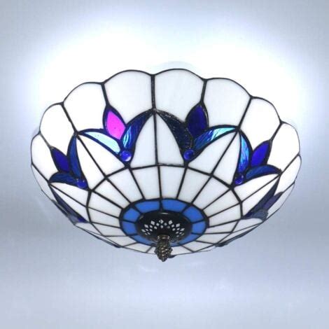 Plafonnier De Style Tiffany Lustres Vintage Lumi Re Vitrail Plafonnier