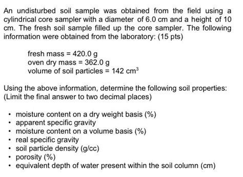 Solved An Undisturbed Soil Sample Was Obtained From The Chegg