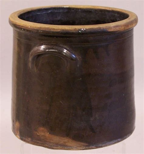 Early Connecticut Stoneware Brown Drip Glaze Crock C1800 Stoneware