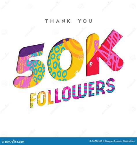 50k Internet Follower Number Thank You Template Stock Vector