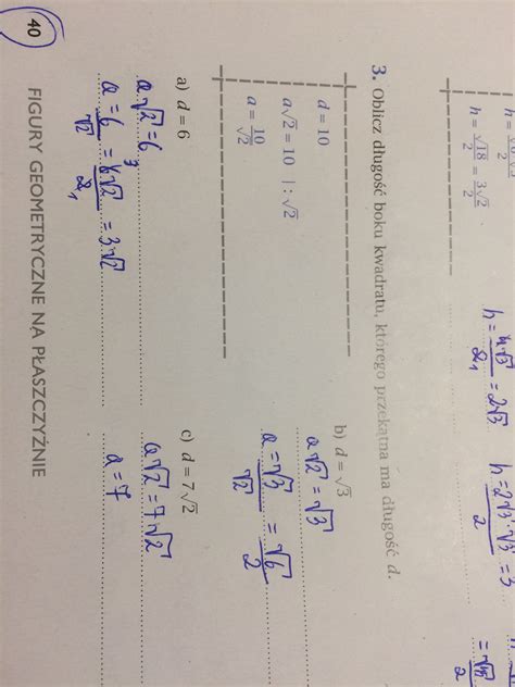 Oblicz D Ugo Boku Kwadratu Kt Rego Przek Tna Ma D Ugo D Daje Naj