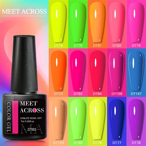 MEET ACROSS 7ml Fluorescent Neon UV Gel Polish UV LED Manicure Semi