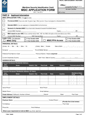 Fillable Online MSIC Application Form Fremantle Ports Fax Email Print