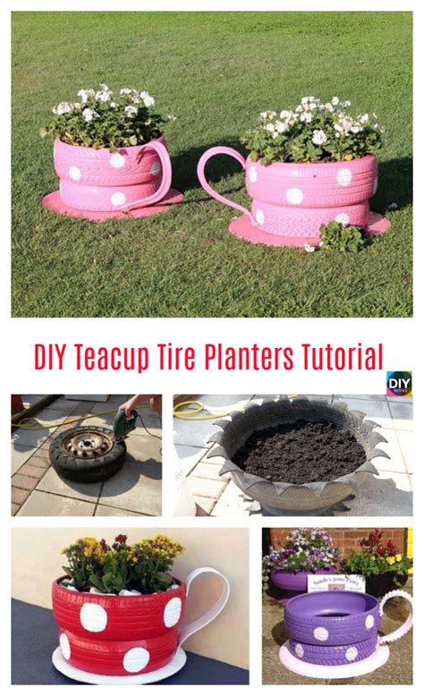 DIY Teacup Tire Planters Step By Step Tutorial DIY 4 EVER