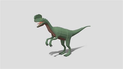 Artstation Low Poly Cartoon Dilophosaurus Dinosaur