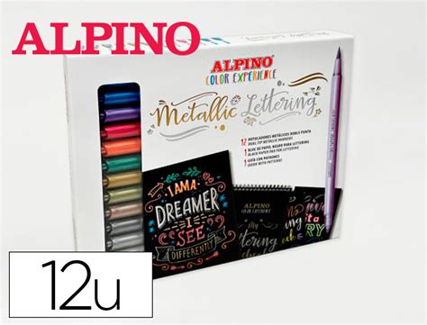 PLOTTER ROTULADOR ALPINO METALLIC LETTERING DOBLE PUNTA ESTUCHE DE 12