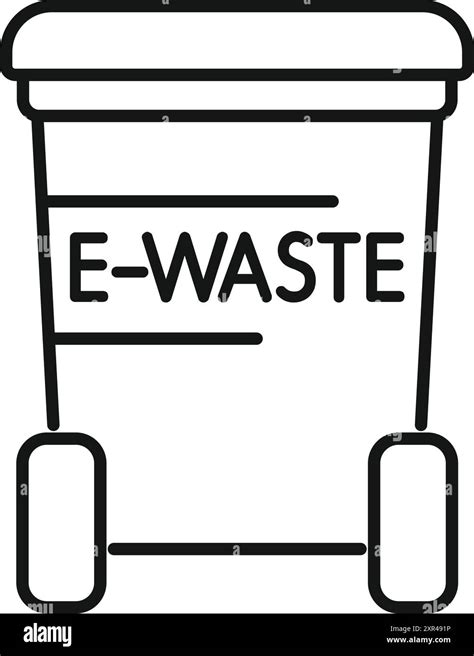 Line Art Illustration Of An E Waste Container Emphasizing The