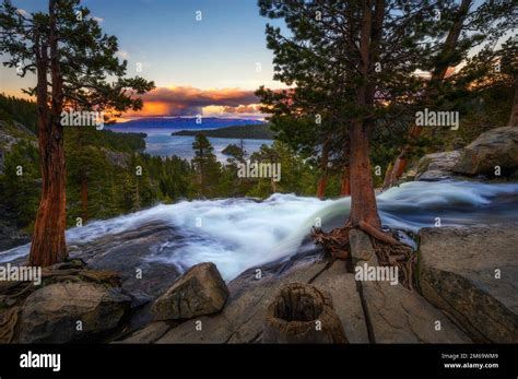 Sunset Above Lower Eagle Falls And Emerald Bay Lake Tahoe California