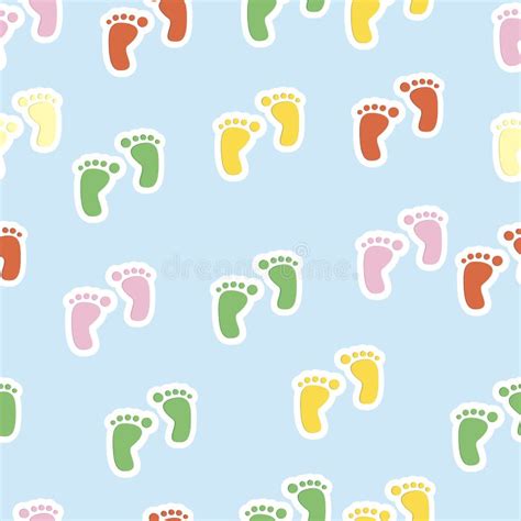 Baby Girl Footprints Seamless Pattern Stock Illustrations Baby