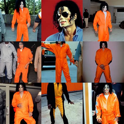 Michael Jackson In An Orange Prison Jumpsuit Stable Diffusion