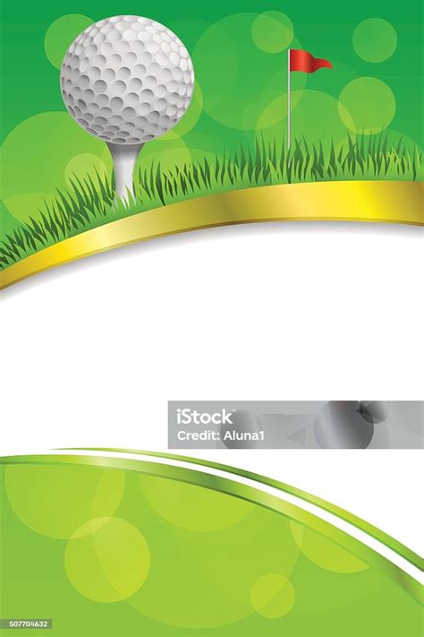 Background Green Golf Sport White Ball Red Flag Club Frame Stock