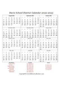 Davis School District Calendar Holidays 2022-2023 School District Calendars