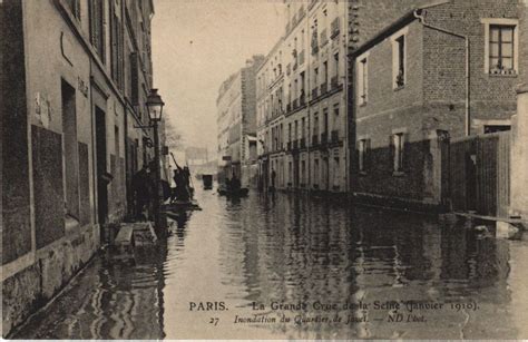 Cpa Inondations Paris Quartier De Javel Europe France