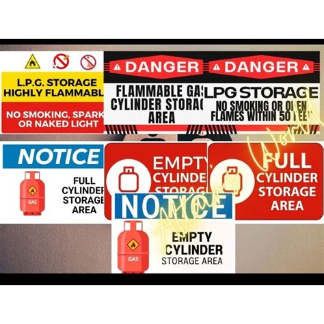 Flammable Lpg Full And Empty Cylinder Storage Area Doe Safety Sign