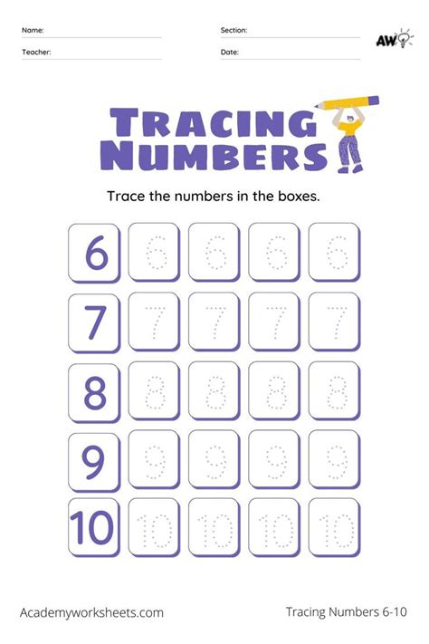 Tracing Numbers 6 10 Worksheet Printable Handwriting Worksheets Handwriting Worksheets