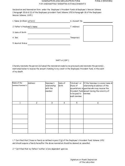 Pf Nomination Form Pdf