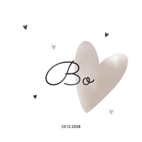 Geboortekaartje Meisje Met Hart In Nude