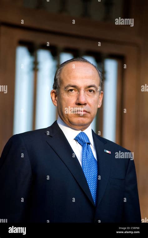 Mexico President Felipe Calderon In Front Of Los Pinos In Mexico City